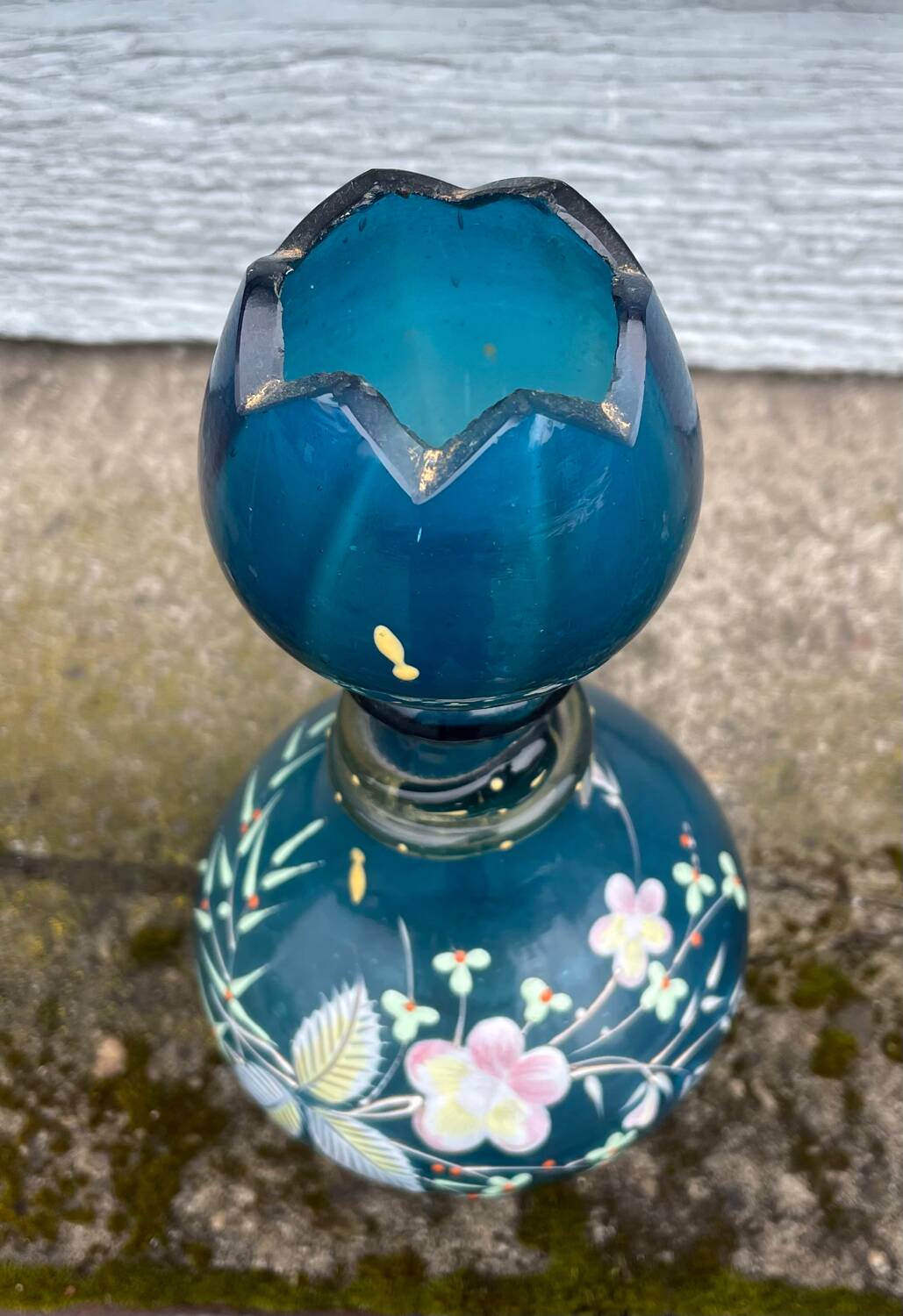 vintage vase painted in satin blue
