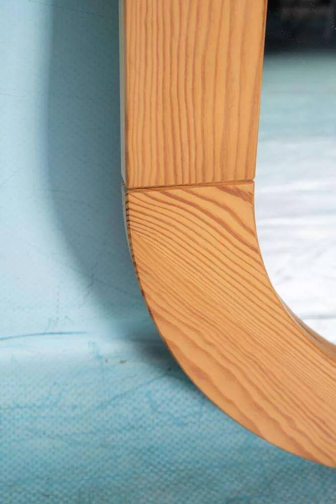 Large vintage pine mirror from the 1970s with craftsmanship.