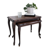 Lot de 2 tables d'appoint tables gigognes Chippendale courbes rectangulaires vintage midcentury ban
