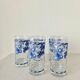 Set of 5 vintage glasses "Blue Fruit Pattern" 1970s - by Cervé Italy