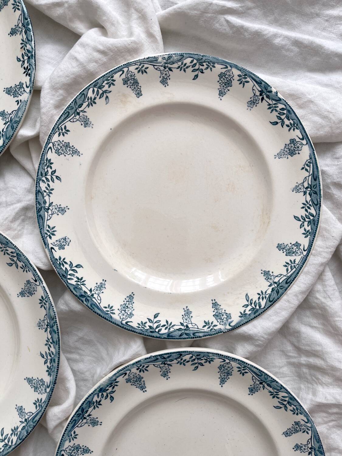 12 ironstone dinner plates “Florence” Longwy