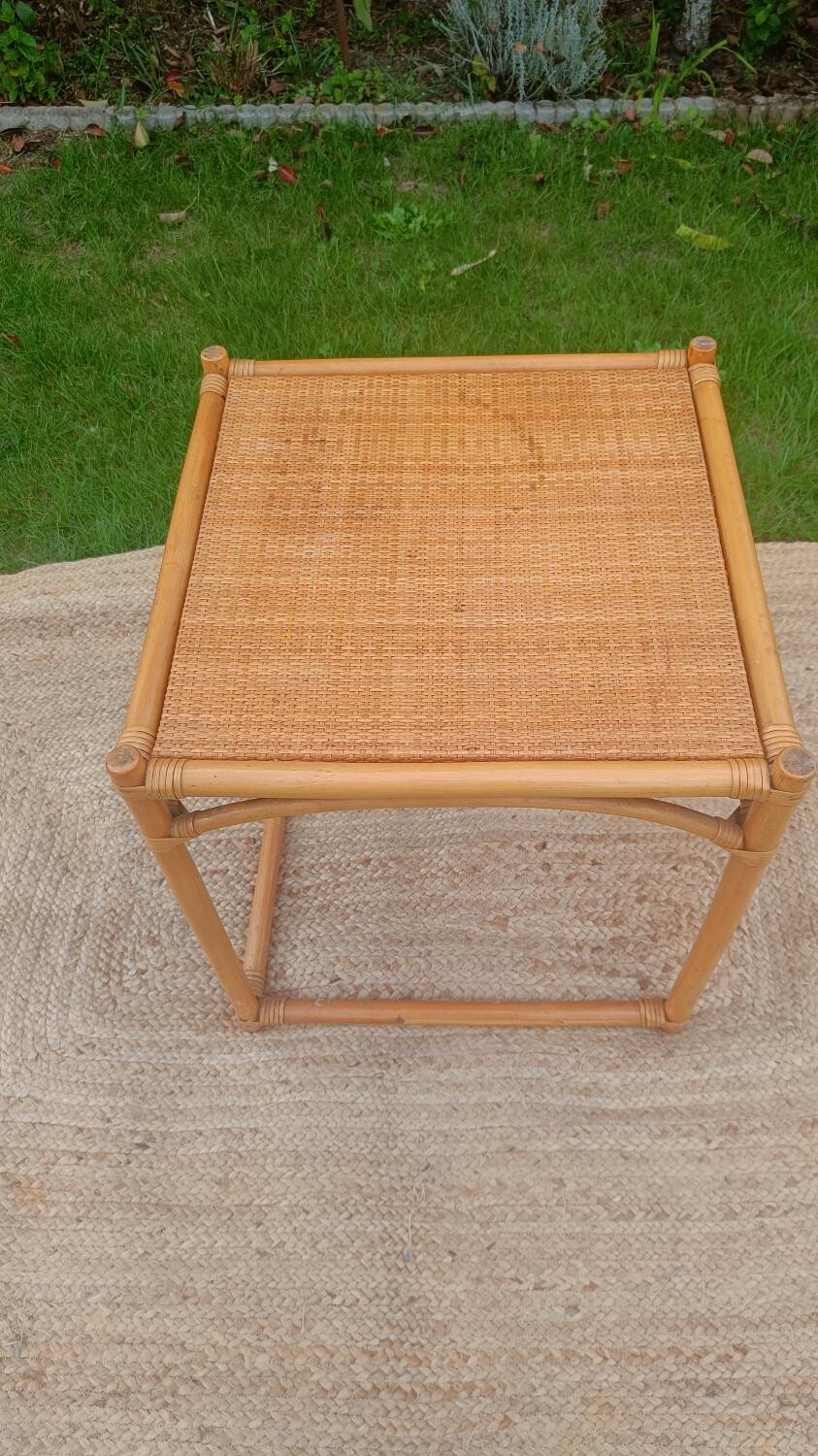 Vintage rattan and wicker coffee table
