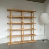 Scandinavian bookcase Room divider pine wood large model