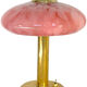 Art Deco mushroom table lamp, pink Clichy glass