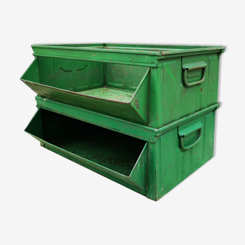 Pair of industrial storage crates