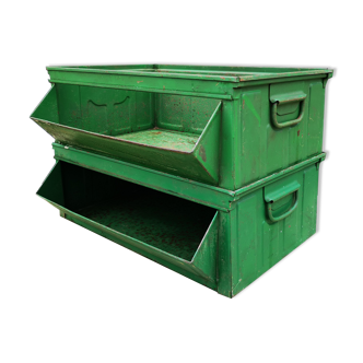 Pair of industrial storage crates