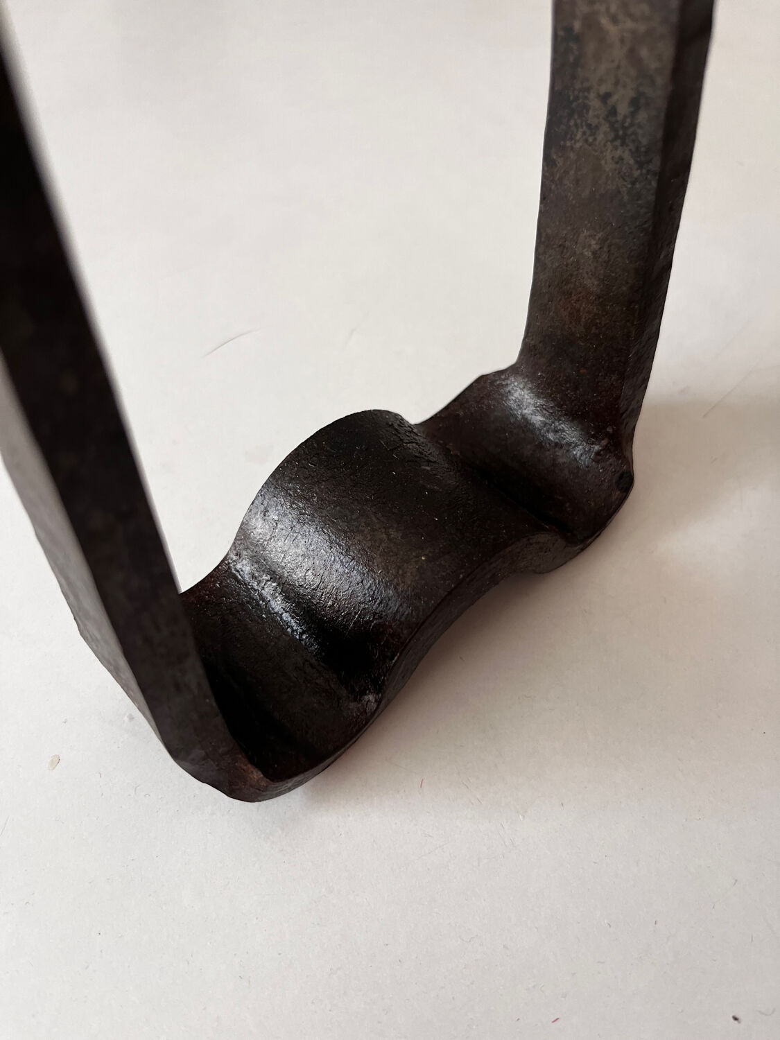 Brutalist wrought iron candlestick pair