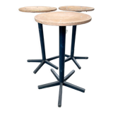 Industrial metal and wood stools with star legs Netherlands 1970s