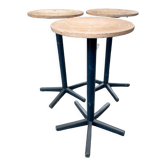 Tabourets industriels métal et bois pieds étoile Pays-Bas années 70