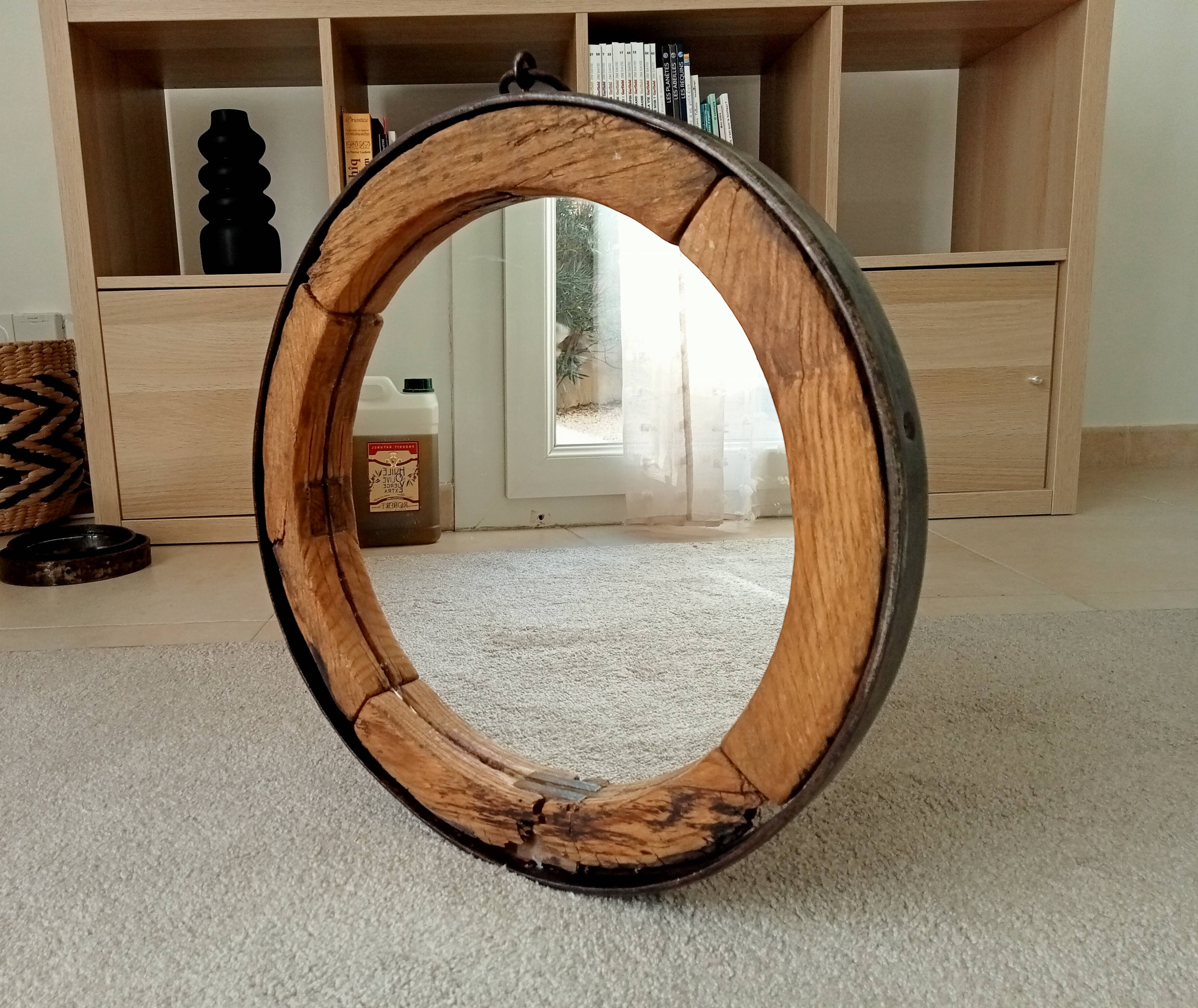 Miroir ancien brutaliste en fer forgé DLG Jean Touret