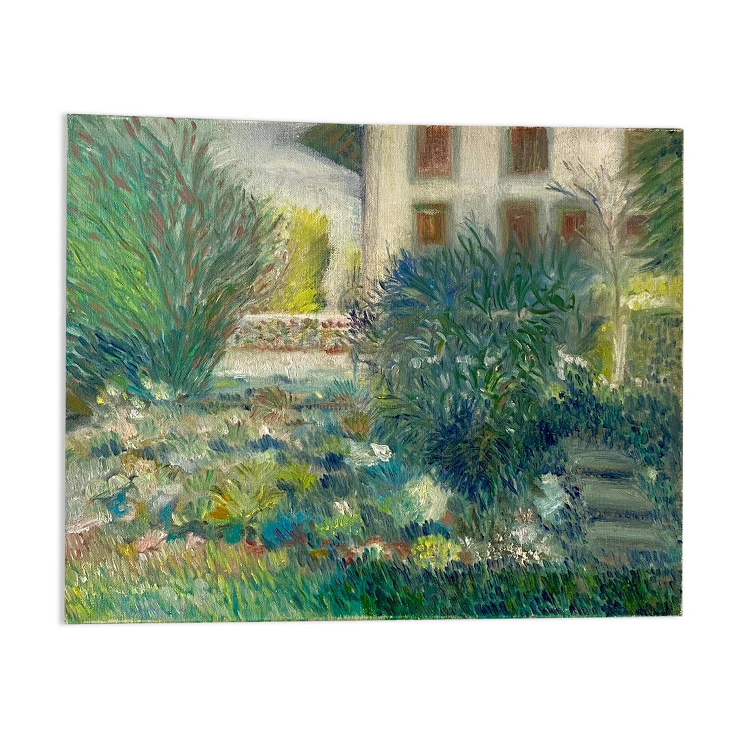 Old painting, landscape, summer garden, 70s/80s