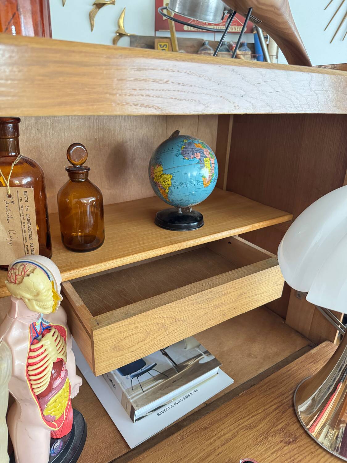 Vintage wooden secretary desk from the 50s