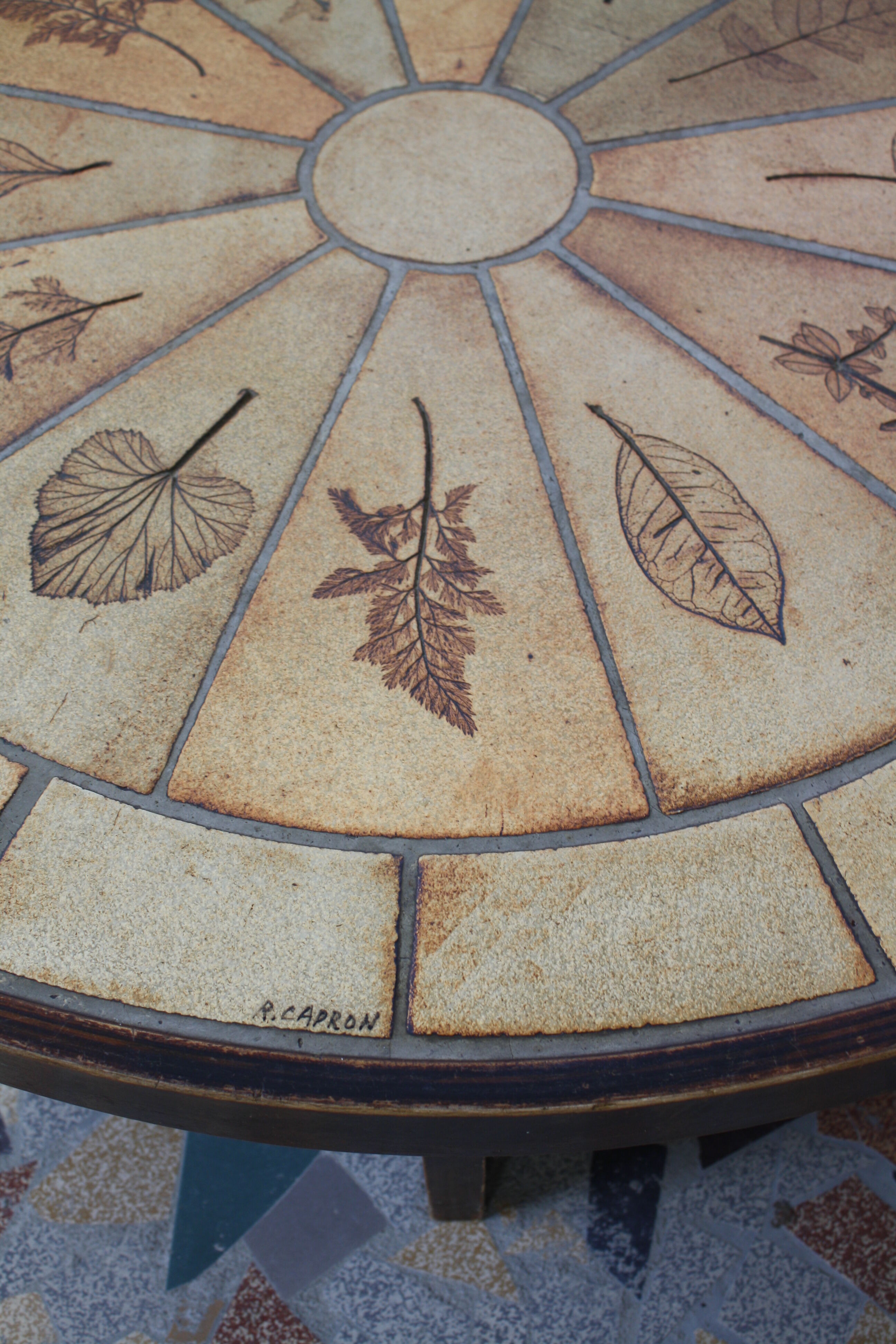 Tiled coffee table signed scrubland Roger Capron