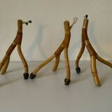 Rattan wall light trio