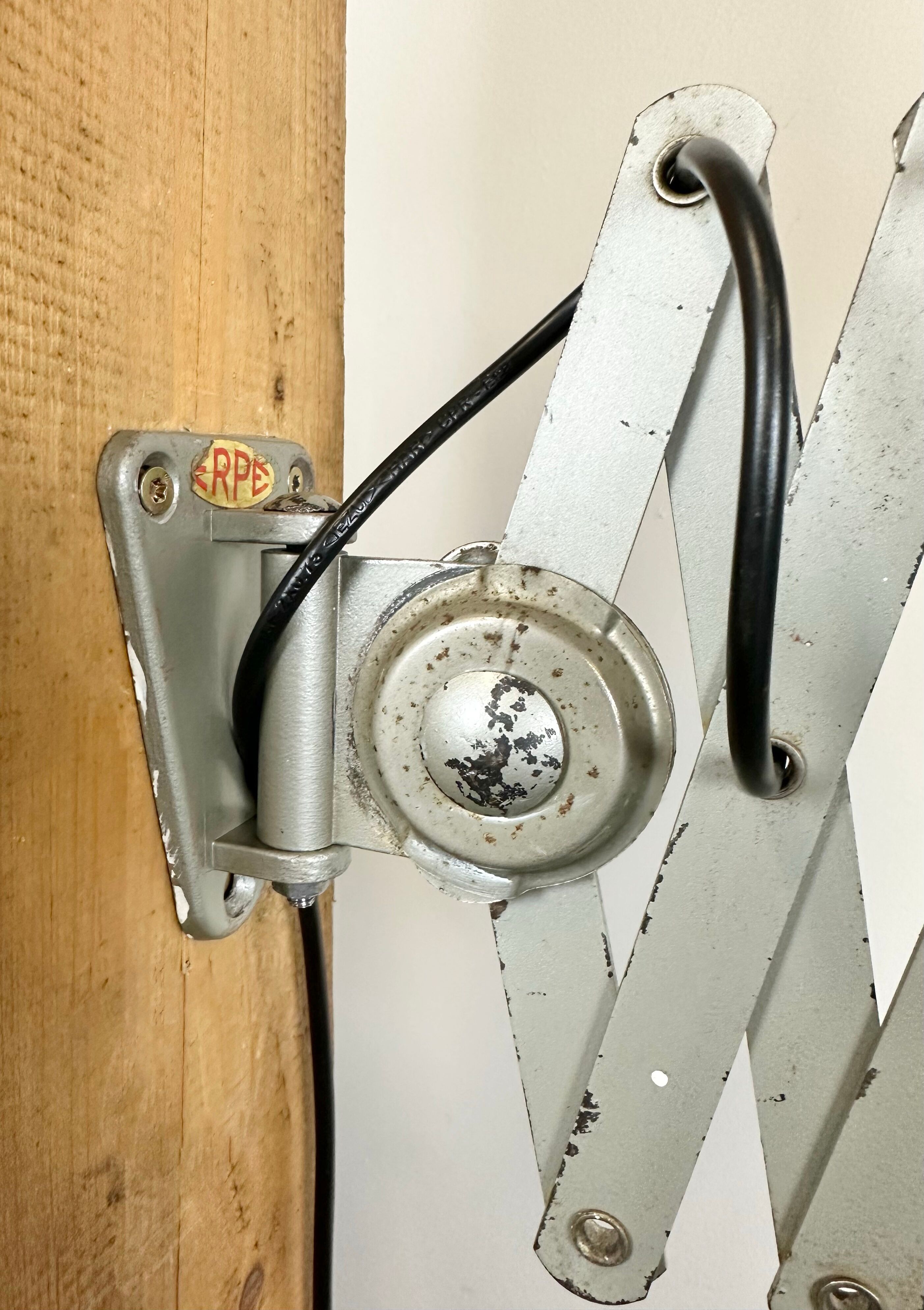 Grey industrial scissor wall lamp from erpe, 1960s