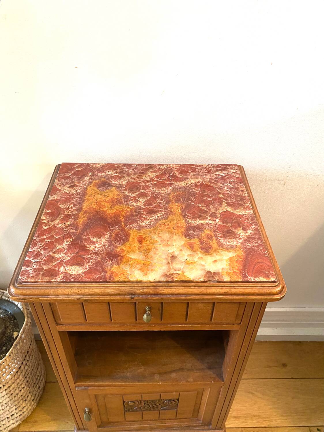 Small solid wood and marble sideboard