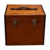 Leather and brass hat malle