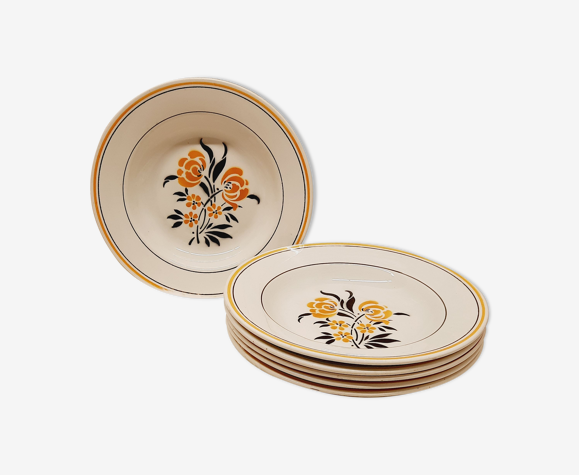 Set 6 assiettes creuses Noir et jaune