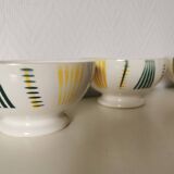 ensemble de trois petits bols  blanc vert et jaune et Sarreguemines