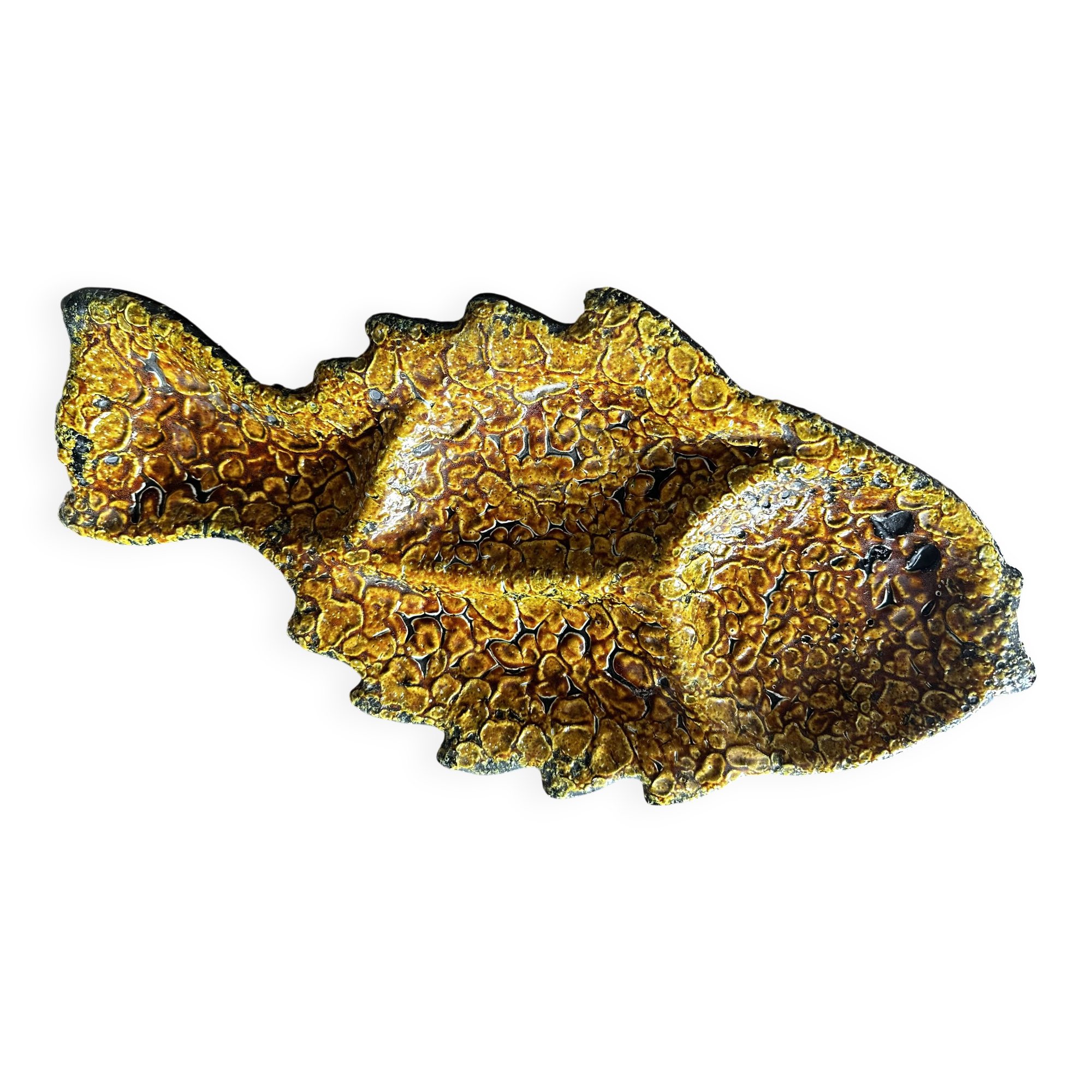 Vallauris appetizer dish in fat lava earthenware in the shape of a fish
