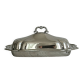 Antique silver-plated stainless steel butter dish