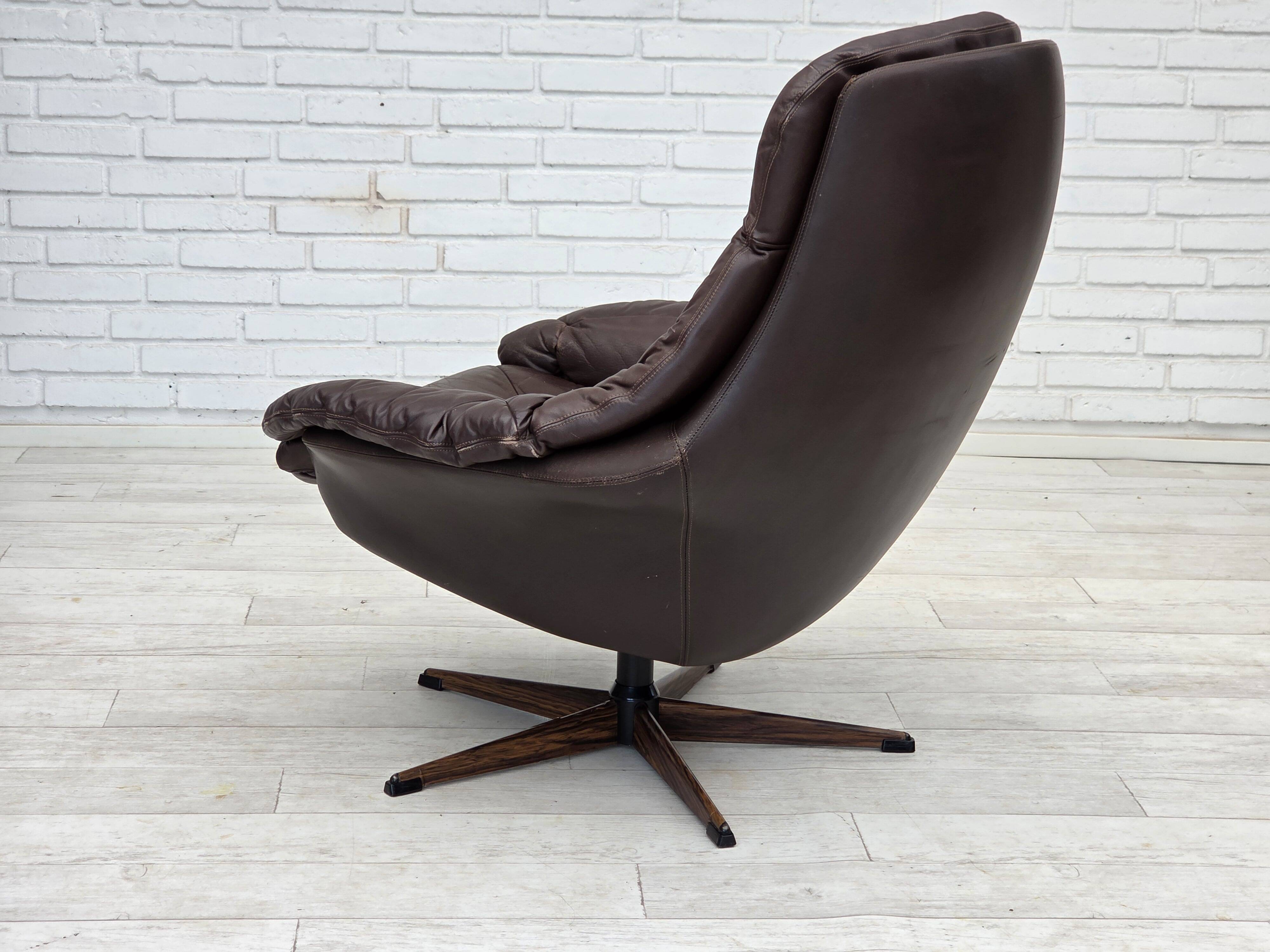 1970s, Danish design by H.W.Klein, swivel chair with footstool.