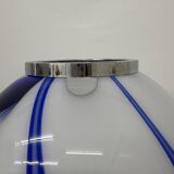 Mid – century Large glass table lamp with blue swirl , 1970s Italy