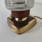vintage bedside lamp in teak, brass and glass, 60s te