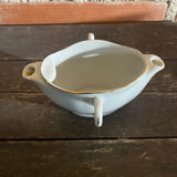 Double Sauce Boat Antique Gras & Maigre White Porcelain #D906