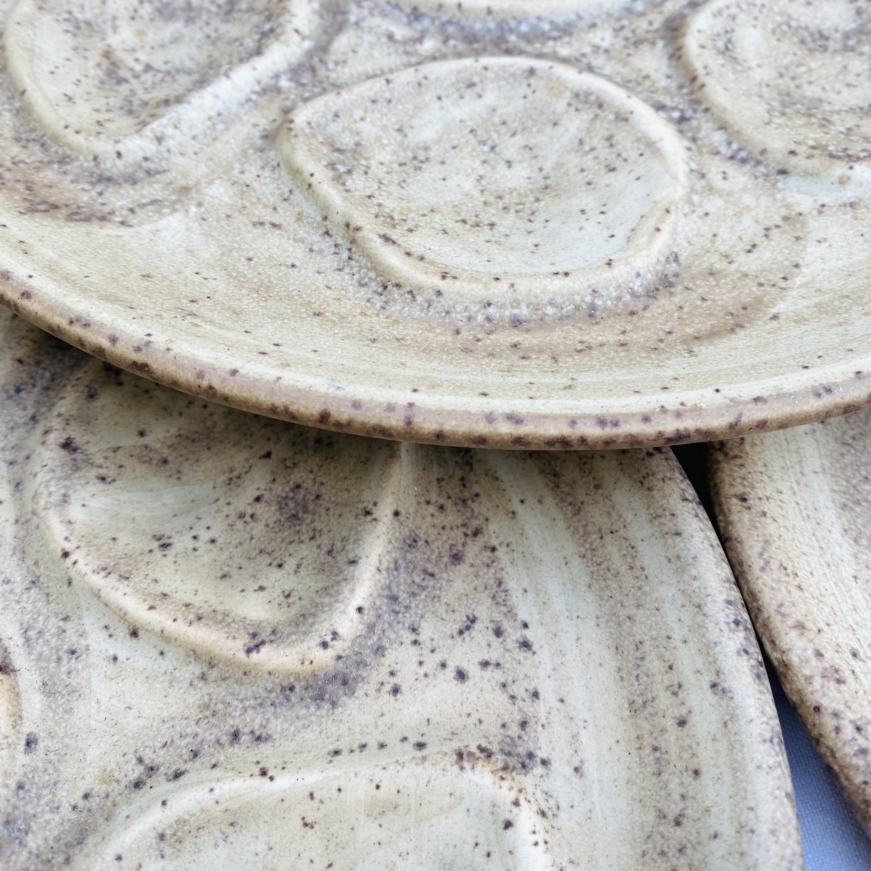 Vintage stoneware oyster plates