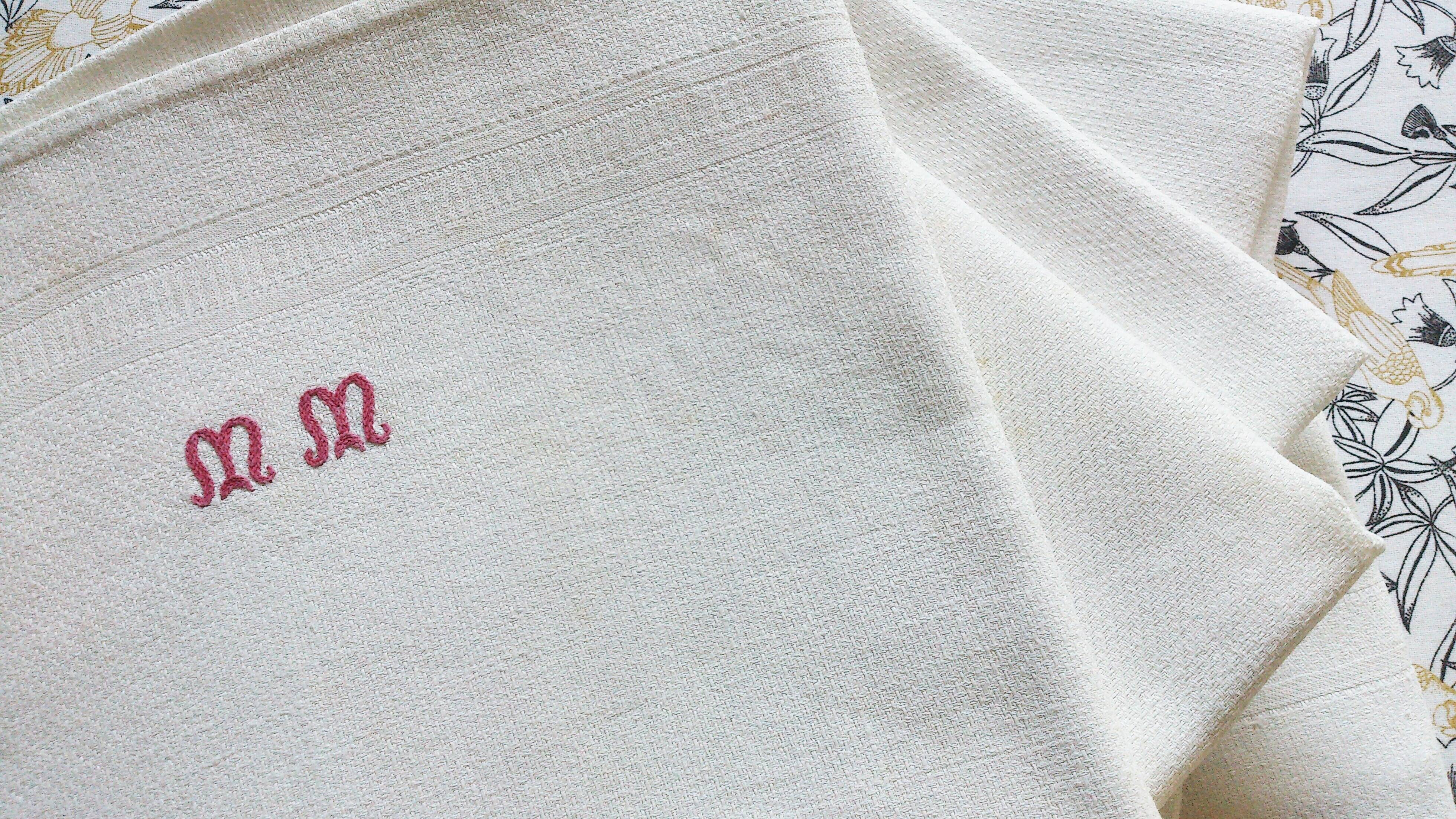 Lot de 5 serviettes ou essuie-mains monogrammées