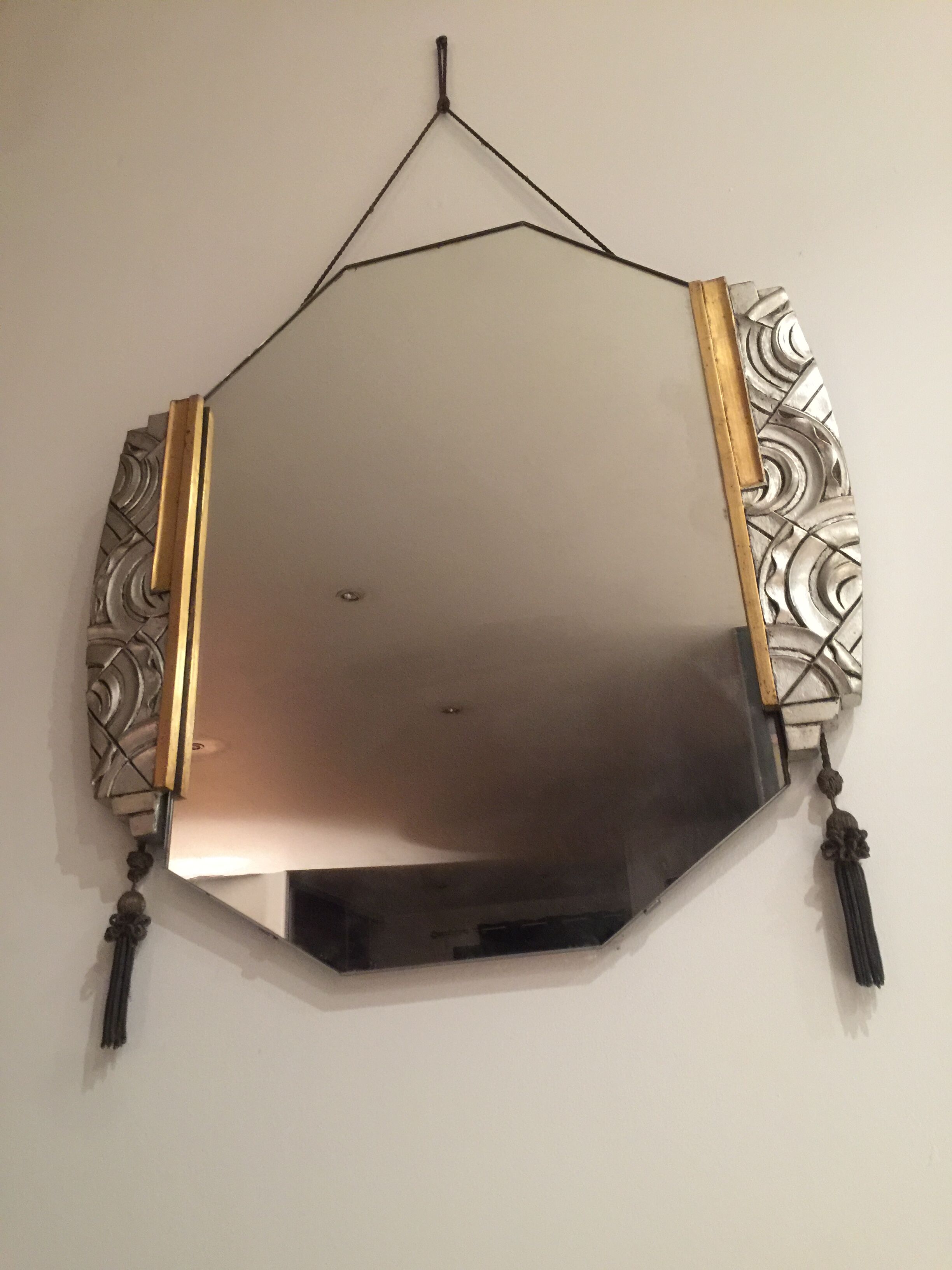 Silver art deco mirror 57x60cm