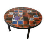 Coffee table, ceramic tray, metal feet, circa 1960