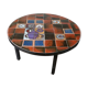 Coffee table, ceramic tray, metal feet, circa 1960