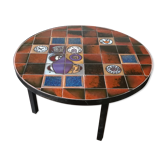 Table basse, plateau céramique, pieds métal, vers 1960