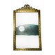 Old photo frame in golden brass floral decoration and small knot 18th With glass