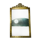 Cadre photo ancien en laiton doré décor floral et petit noeud 18eme avec vitre
