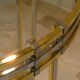 Dining table in chrome and gold steel, Romeo Rega style, Italy, 1970s.