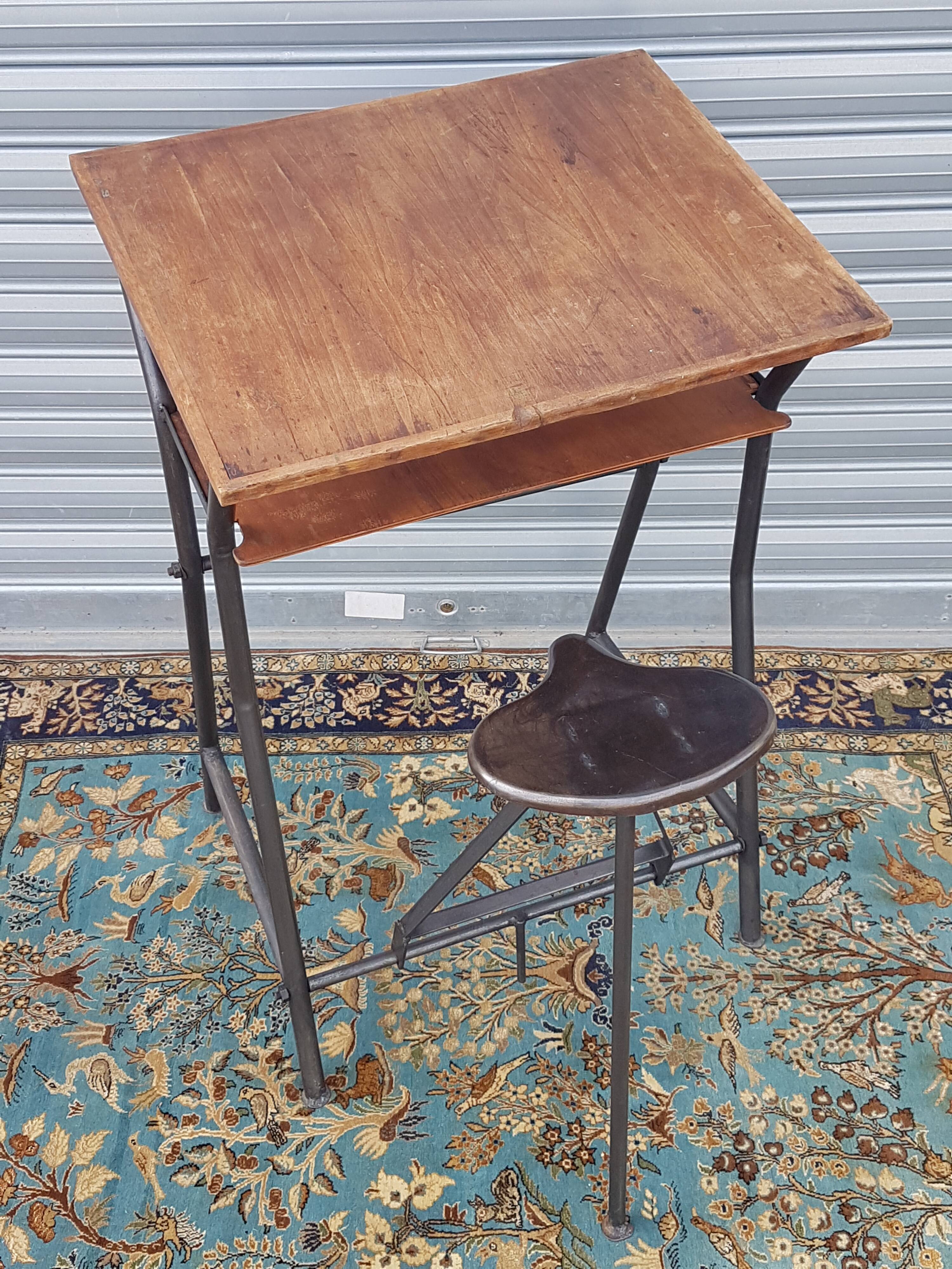 Architect's desk with integrated stool