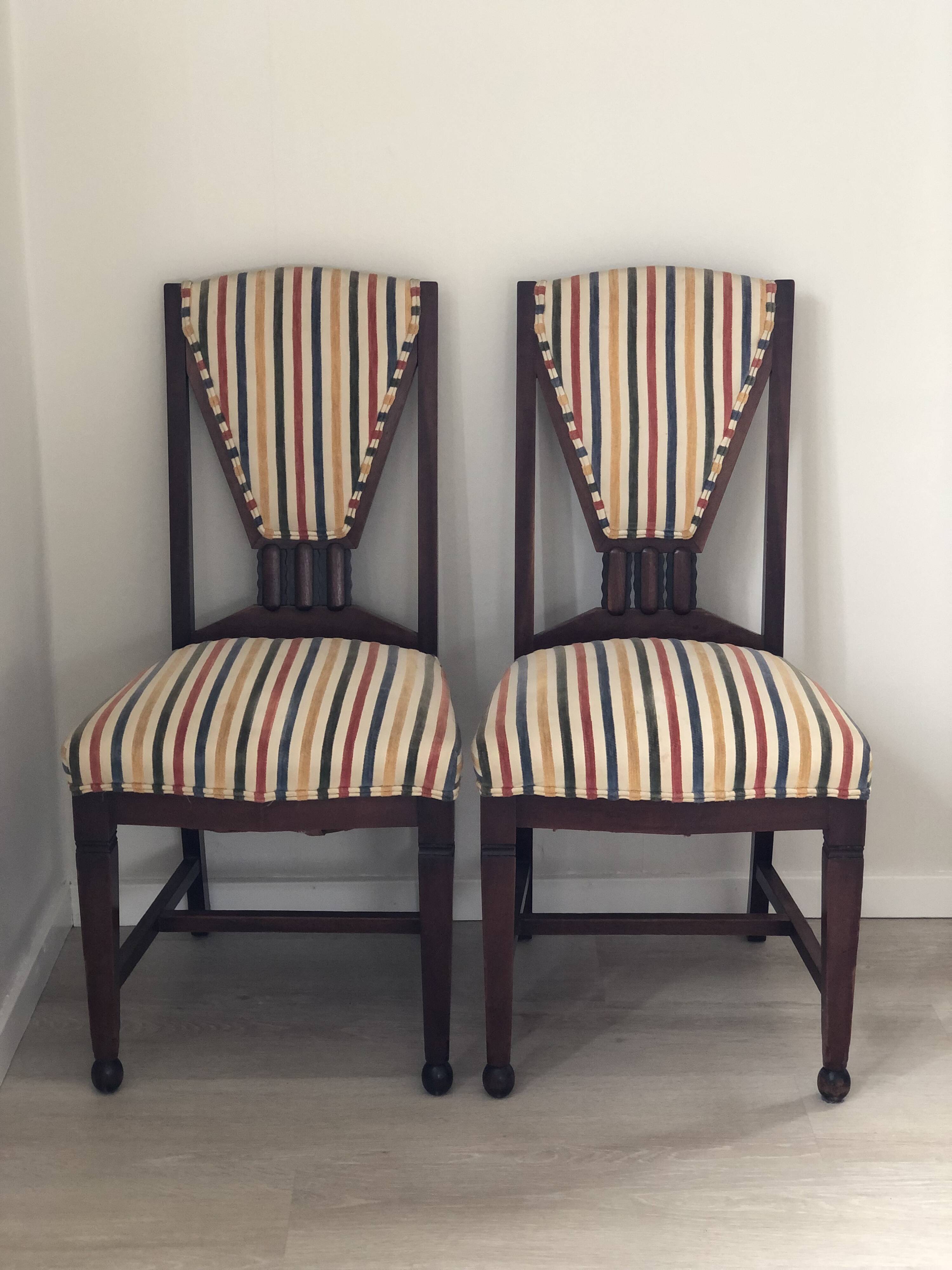 Set of 4 Art Deco Amsterdam School ‘t Woonhuys Dining Chairs The Netherland