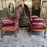 Pair of Louis Philippe period armchairs with rack and pinion