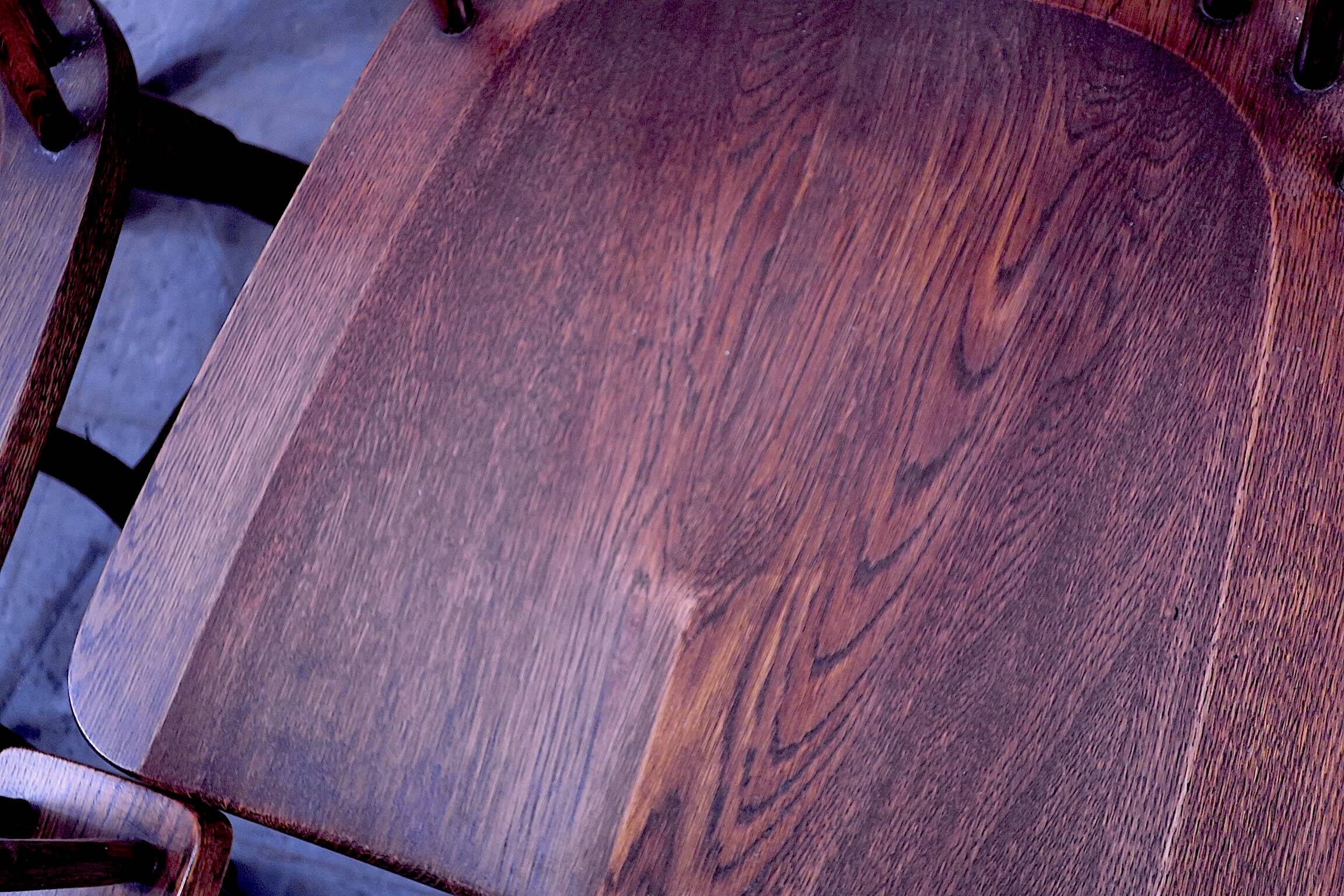 Mid century set of 6 solid oak lyre-back Windsor chairs, 1960s