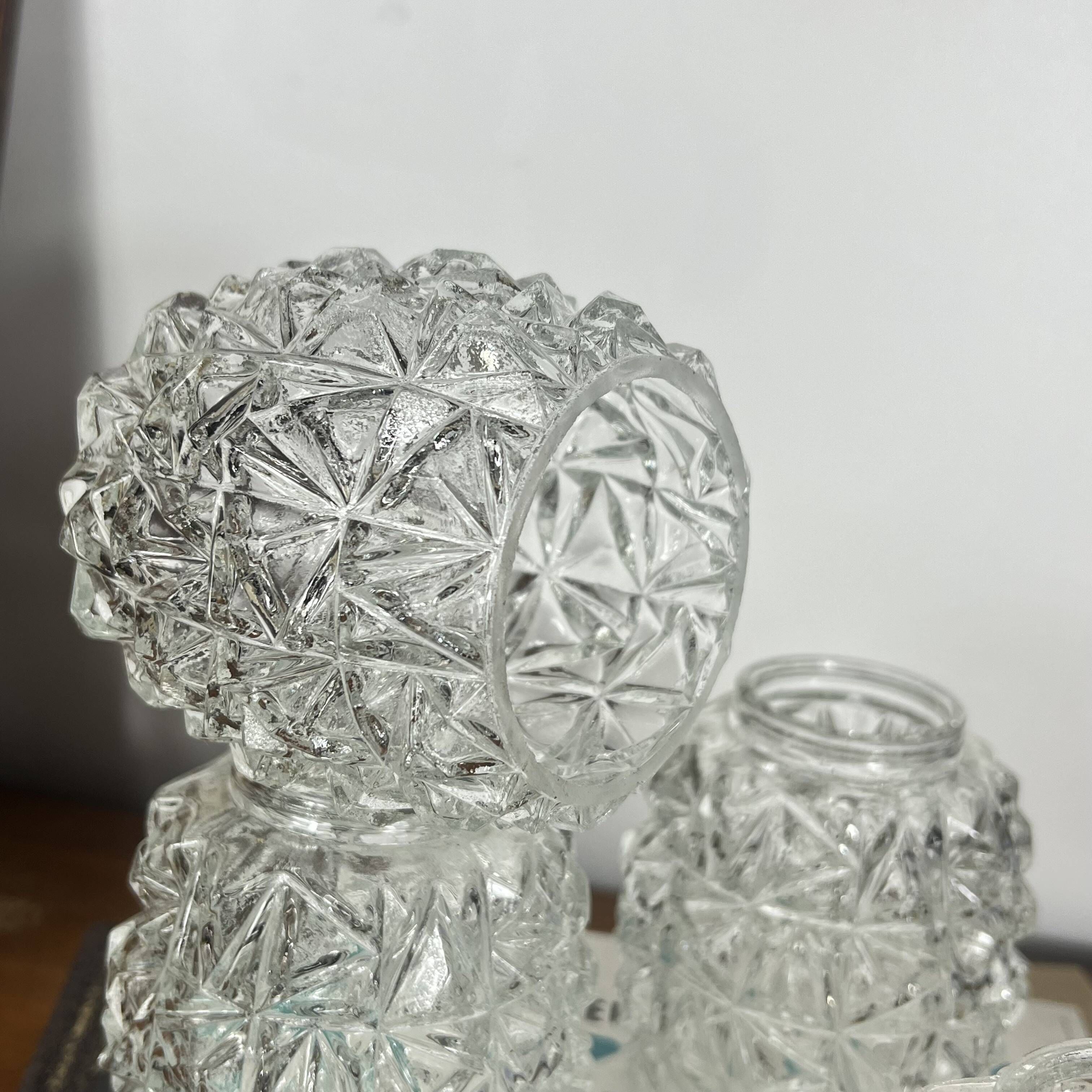 Set of 4 small vintage tulips in clear moulded glass.