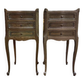 Paire de tables de chevets style Louis XV en chêne