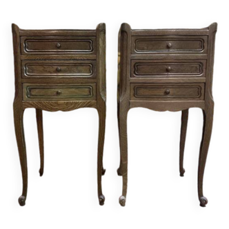 Pair of Louis XV style oak bedside tables