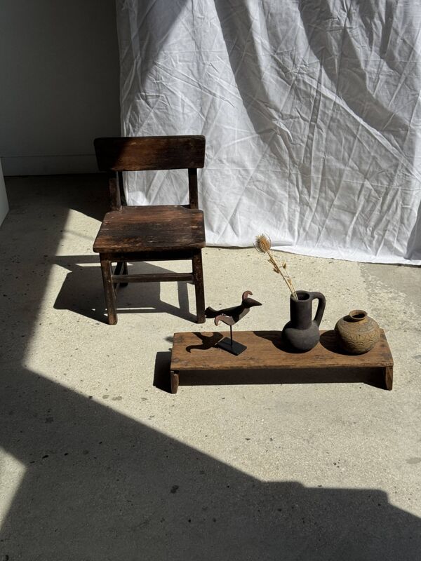 Petit banc en teck ancien bas indonésien ancien H10 L62 l14