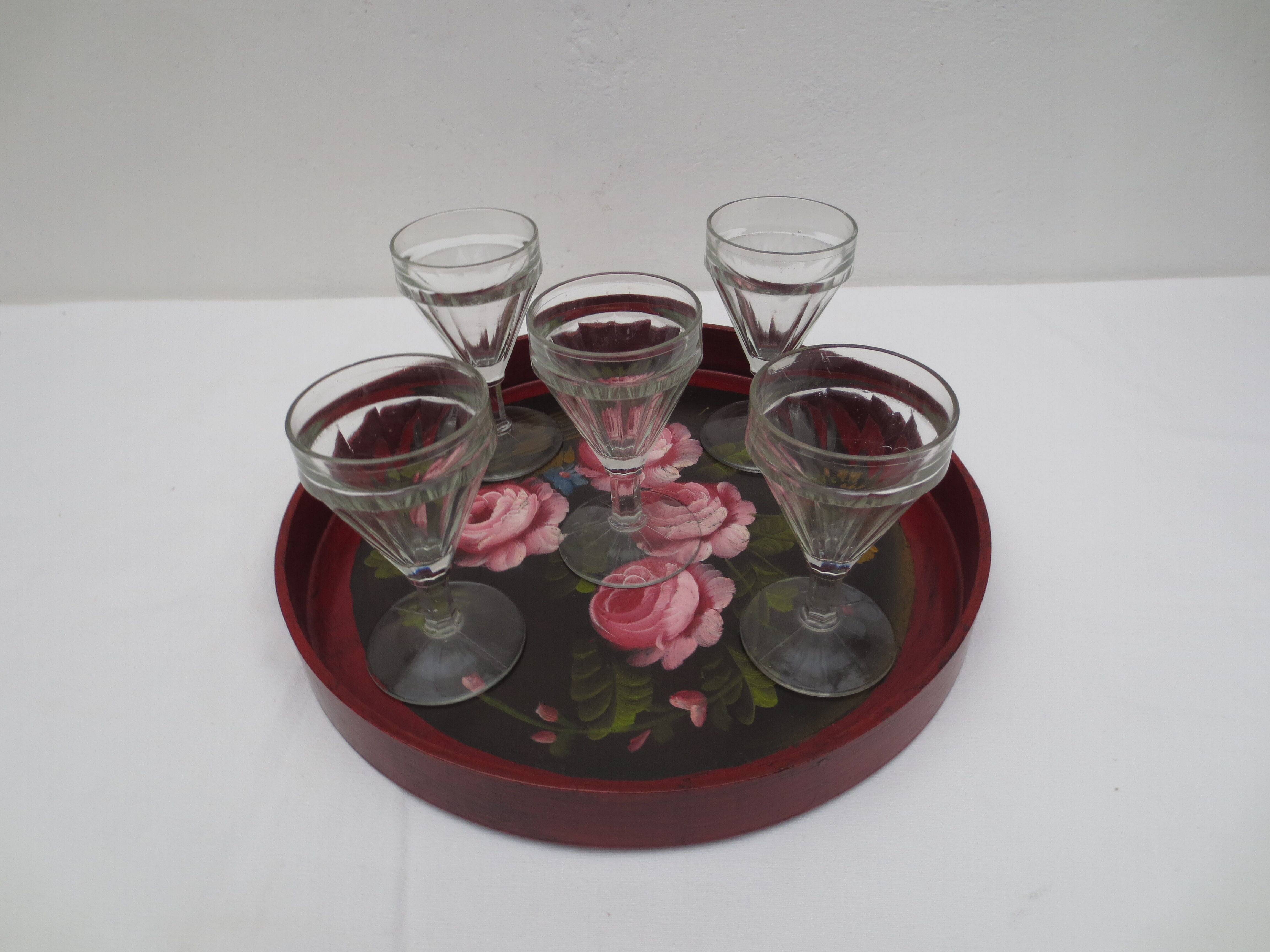 Lot de 5 verres à vin bistrot des années  50