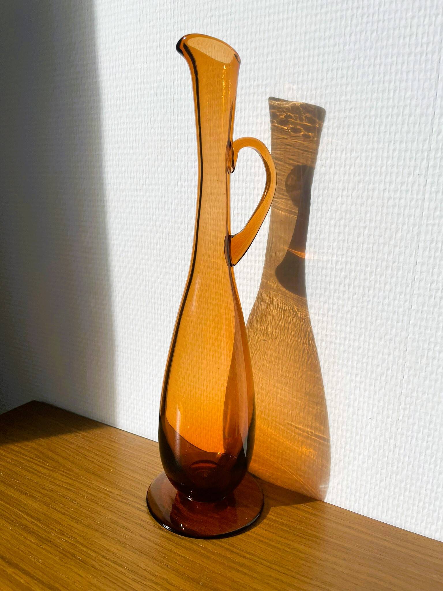 Amber ewer / carafe from Portieux crystal factory