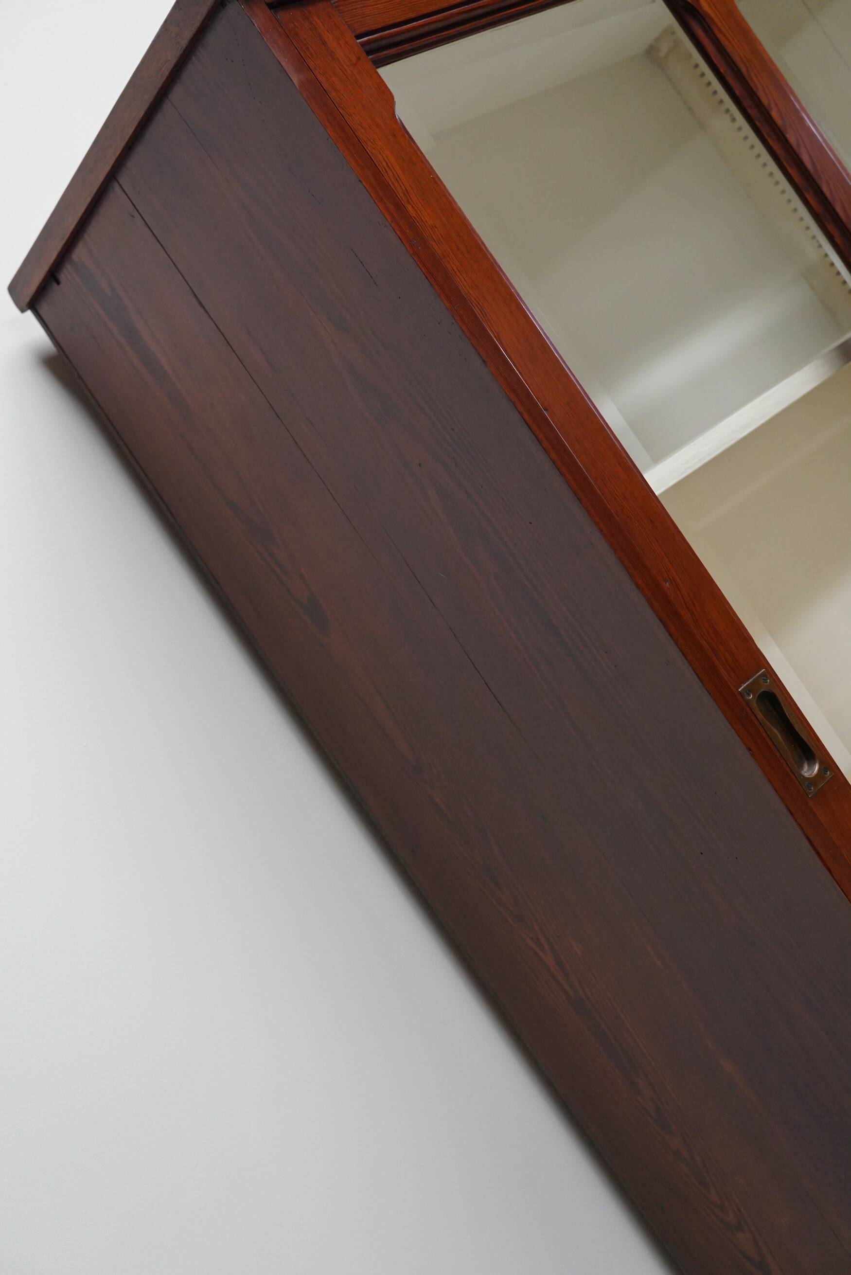 Large Antique Belgian Pitch Pine Apothecary Shop Cabinet / Vitrine, ca 1900