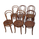 6 curved wooden bistro chairs